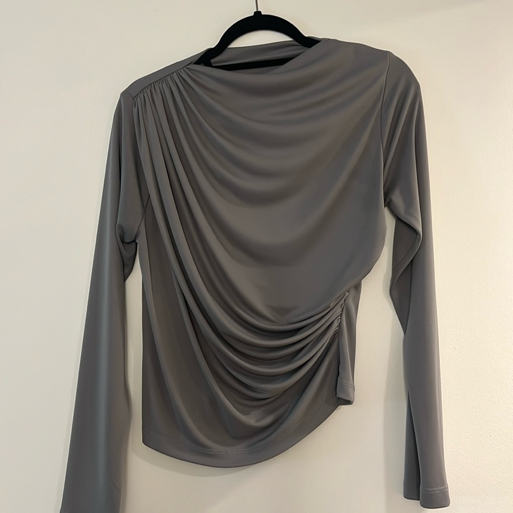 Zara ruched grey blouse